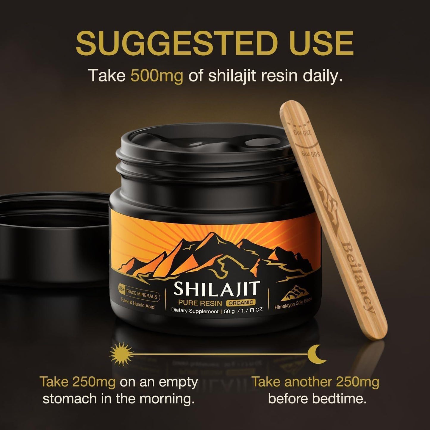 Beilancy Himalayan Shilajit Resin Liquid Supplement, Shilajit for Men and Women with Fulvic Acid, Iron, and Magnesium for Energy and Health Support, 50 g, 2 Month Supply